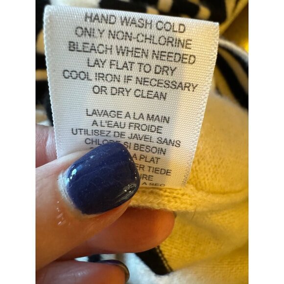 Equipment Sweater Women Small Black Ivory Striped Cashmere Knit Pullover - Picture 9 of 9